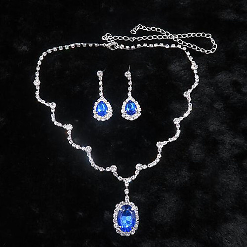 

Sapphire Crystal Jewelry Set Pendant Necklace Tassel Solitaire Oval Cut Drop Ladies Party Cubic Zirconia Earrings Jewelry White / Blue For