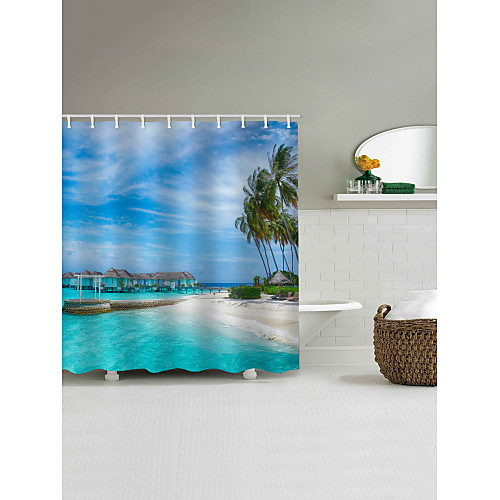 

Shower Curtains & Hooks Modern Polyester Machine Made Waterproof Bathroom