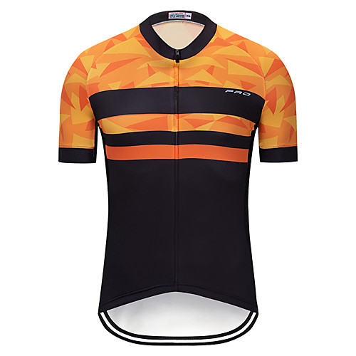 

Men's Short Sleeve Cycling Jersey Black / Orange Bike Jersey Quick Dry Sports Horizontal Stripes Mountain Bike MTB Road Bike Cycling Clothing Apparel / Micro-elastic