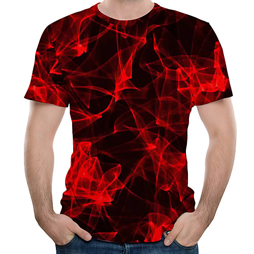 

Men's T-shirt Abstract Graphic Tops Round Neck Red