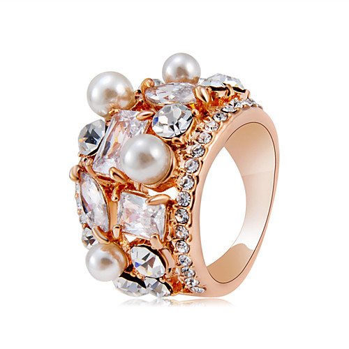 

Statement Ring Crystal Rose Gold Imitation Pearl Copper Rose Gold Plated Artistic Trendy Hyperbole 1pc 6 7 8 / Women's / Imitation Diamond