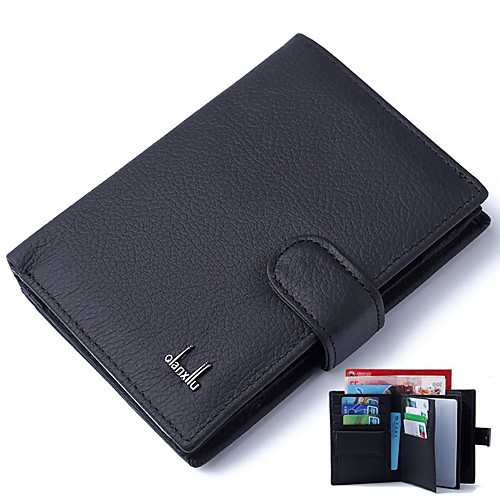 

Men's Cowhide Wallet Solid Color Black