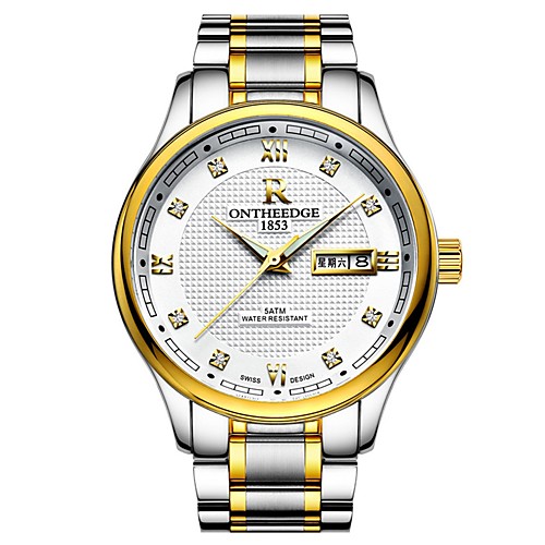 

Men's Dress Watch Japanese Quartz Stainless Steel Silver / Gold 30 m Water Resistant / Waterproof Calendar / date / day Chronograph Analog Luxury Fashion - Blue Gold / Silver / White Gold / Silver
