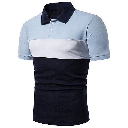 

Men's Color Block Polo Business Basic Daily Going out Shirt Collar Red / Green / Navy Blue / Light Blue / Short Sleeve