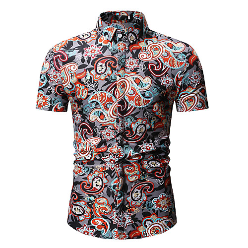 

Men's Shirt Floral Print Tops Streetwear Boho Blue Red