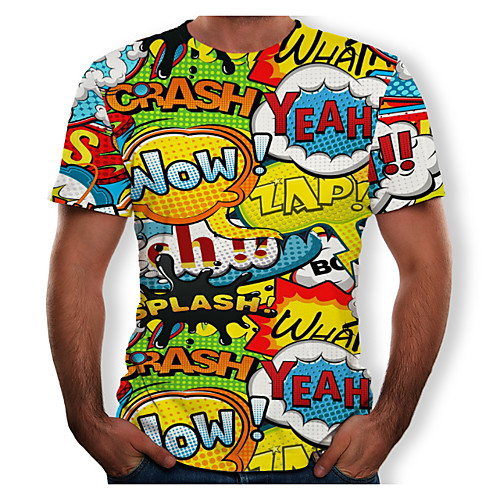 

Men's Graphic Letter T-shirt Round Neck Green