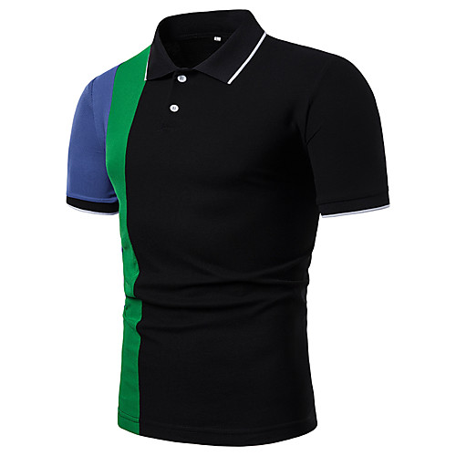 

Men's Polo Color Block Short Sleeve Daily Tops Black