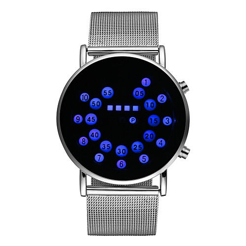 

Men's Dress Watch Quartz Stainless Steel Silver Luminous Digital Sparkle Fashion - Orange red Blue One Year Battery Life