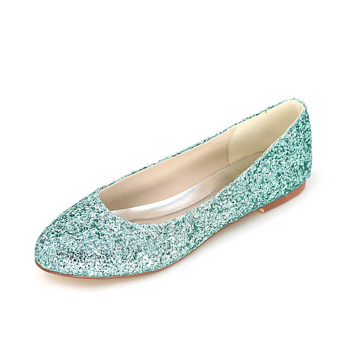 

Women's Wedding Shoes Spring / Summer Flat Heel Round Toe Sweet Wedding Party & Evening Sequin Solid Colored Synthetics Purple / Red / Green