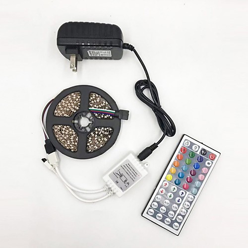 

5M LED Light Strips RGB Tiktok Lights 5050 10mm DC12V 300 with 44 key remote control bare board is not waterproof with power supply