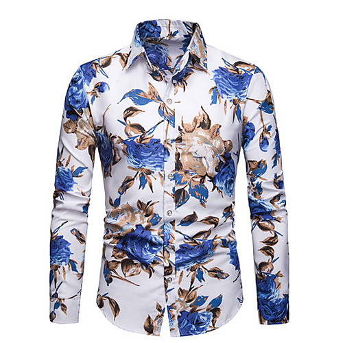 

Men's Shirt Floral Tops White Black Red