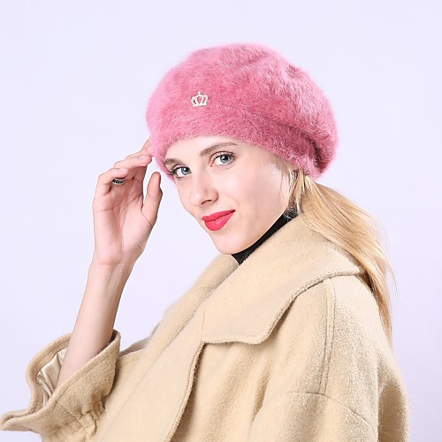 

Women's Party Active Basic Acrylic Beret Hat-Solid Colored Fall Winter Wine Red Khaki