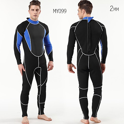 

Men's Full Wetsuit 2mm SCR Neoprene Diving Suit Windproof Anatomic Design Stretchy Long Sleeve Back Zip Solid Colored Spring Summer