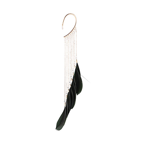 

Women's Ear Cuff Tassel Feather Bohemian Ethnic Fashion Elegant Feather Earrings Jewelry Black / Dark Red / Dark Green For Party 1pc