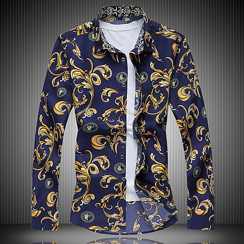 

Men's Geometric Print Shirt Blue / Yellow / Navy Blue
