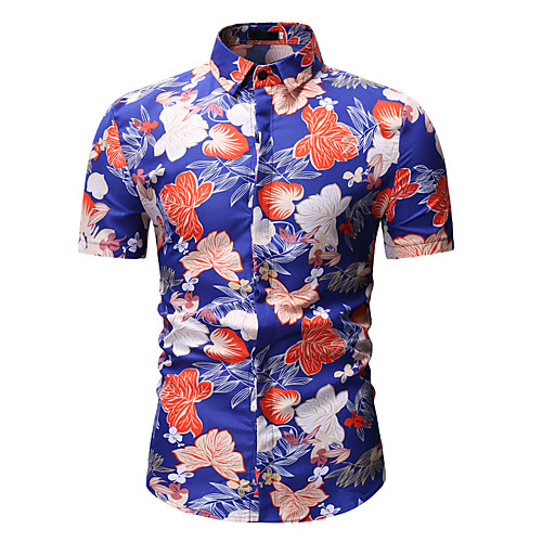 

Men's Shirt Graphic Tribal Floral Print Tops Black Blue