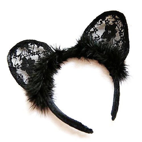 

Cat Mascot Easter Bunny Ears Headband Adults' Women's Cosplay Halloween Carnival Easter Festival / Holiday Lace Feather Black Women's Easy Carnival Costumes Lace / Headwear / Headwear