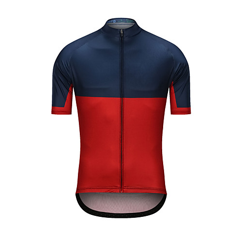 

Men's Short Sleeve Cycling Jersey RedBlue Patchwork Bike Jersey Top Sports Clothing Apparel / High Elasticity