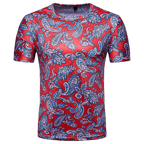 

Men's T shirt Color Block Tribal 3D Print Tops Red Royal Blue