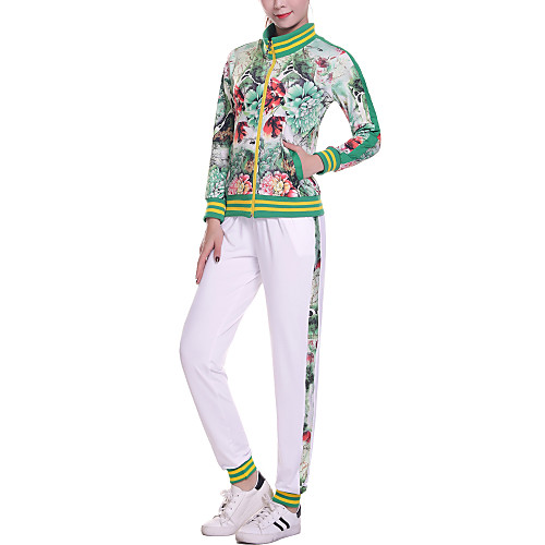 

Women's Patchwork Front Zipper Tracksuit Track Jacket Winter Running Fitness Gym Workout Breathable Soft Sportswear Plus Size Jacket Pants / Trousers Clothing Suit Long Sleeve Activewear Stretchy