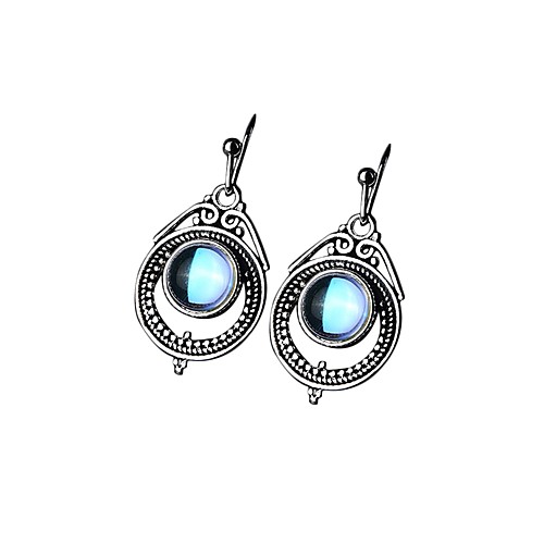 

Women's Moonstone Drop Earrings Chandelier European Romantic Ethnic S925 Sterling Silver Earrings Jewelry Rainbow For Anniversary Gift Evening Party 2pcs