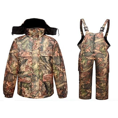 

Men's Hunting Jacket with Pants Outdoor Fleece Lining Warm Anti-Wear Thick Winter Camo Clothing Suit 100% Polyester Cotton Hunting Fishing Camping / Hiking / Caving Camouflage