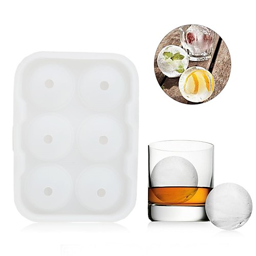 

6 Ice Ball Mold Maker Silicone Mold Leak Proof Secure Closure Silicone Ice Tray