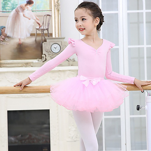 

Kids' Dancewear Ballet Skirts Cascading Ruffles Girls' Training Performance Long Sleeve Mesh Spandex