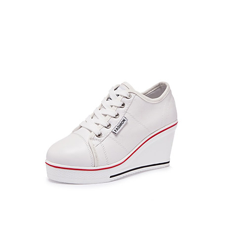 

Women's Sneakers Wedge Heel Canvas Spring Black / White / Red