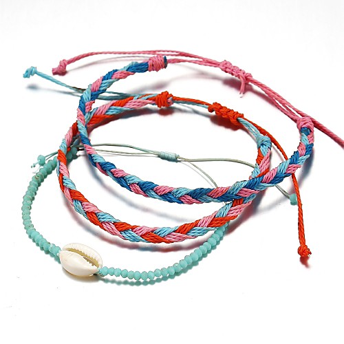 

3pcs Men's Women's Friendship Bracelet Rope Plaited Wrap Shell Basic Paracord Bracelet Jewelry Rainbow For Date
