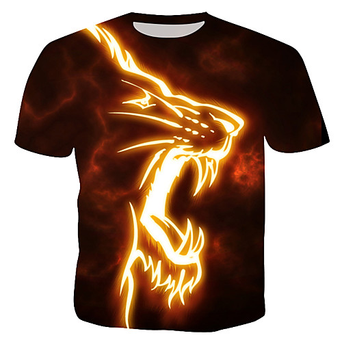 

Men's T shirt Graphic Animal Print Short Sleeve Daily Tops Rainbow