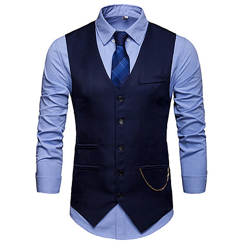 

Men's Vest V Neck Polyester Black / Navy Blue / Wine / Slim