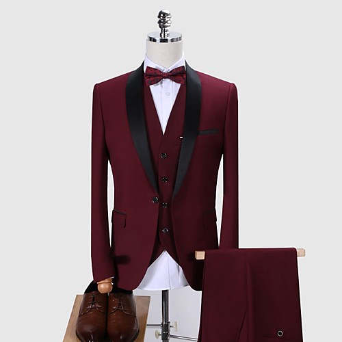 

Tuxedos Tailored Fit / Standard Fit Shawl Collar Single Breasted One-button Wool / Polyester Solid Colored