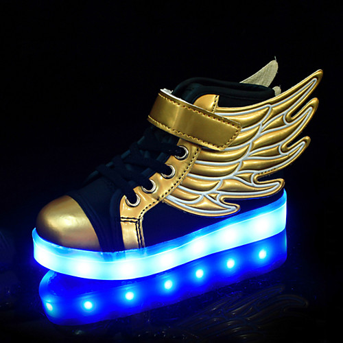 

Boys' Girls' Sneakers LED Comfort LED Shoes PU Little Kids(4-7ys) Big Kids(7years ) Daily Lace-up Luminous Gold Fall Spring / Color Block