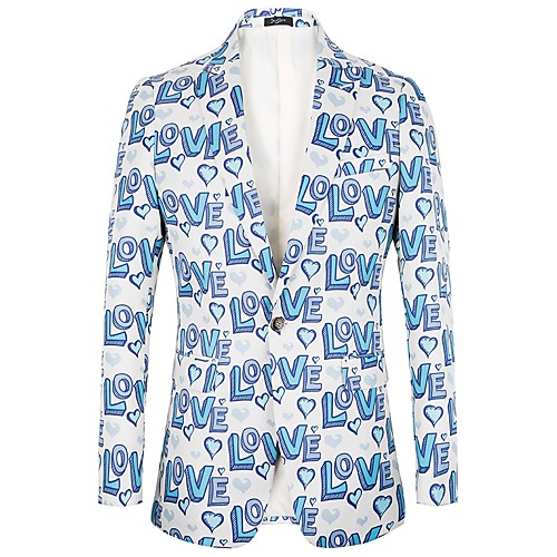 

Men's Suits Jacket Letter Print Tops Light Blue