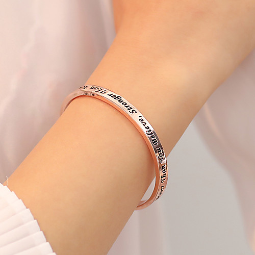 

Women's Bracelet Bangles Cuff Bracelet Retro Handwriting Bracelet Letter Friendship Simple Korean Sweet Alloy Bracelet Jewelry Gold / Silver For Gift Night out&Special occasion Valentine