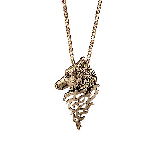

Men's Pendant Necklace Wolf Head Trendy Rock Fashion Modern Chrome Bronze Black Silver 635 cm Necklace Jewelry 1pc For Daily Street Bar