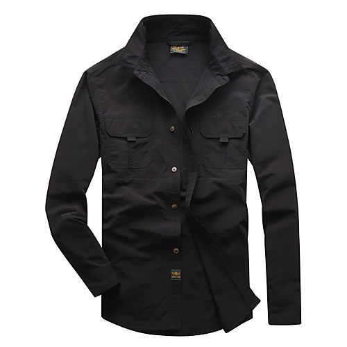 

Men's Hiking Shirt / Button Down Shirts Long Sleeve Shirt Top Outdoor Breathable Quick Dry Sweat-wicking Multi Pocket Winter Spring Terylene Solid Colored Black Army Green Grey Traveling Indoor