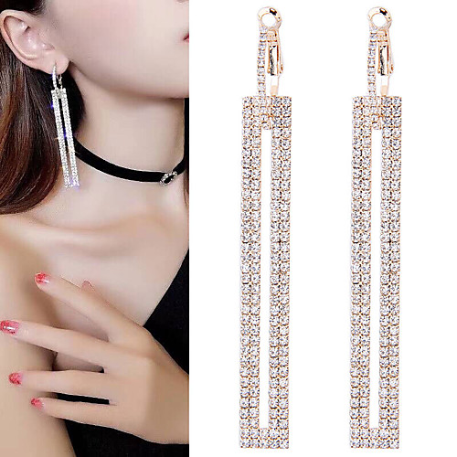 

Women's Drop Earrings Long bridesmaid Imitation Diamond Earrings Jewelry Gold / Silver For Wedding Engagement Going out Valentine Bar 1 Pair