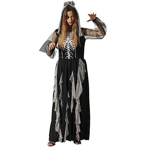 

Skeleton / Skull Zombie Dress Cosplay Costume Adults' Women's Dresses Vacation Dress Halloween Halloween Carnival Masquerade Festival / Holiday Polyester Black Women's Easy Carnival Costumes Cool