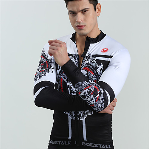 

BOESTALK Men's Long Sleeve Cycling Jersey Winter Fleece Black / Red Black Black / White Skull Bone Bike Jersey Top Mountain Bike MTB Road Bike Cycling Thermal / Warm Breathable Back Pocket Sports
