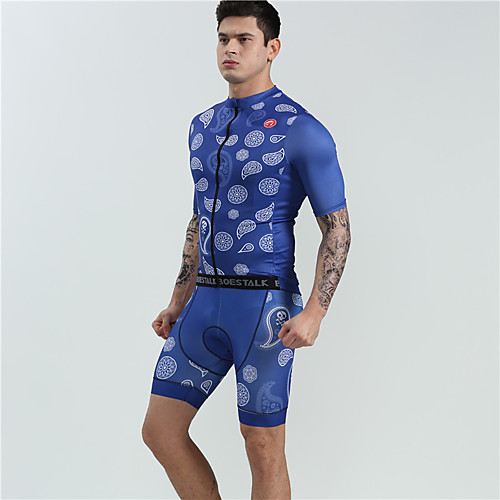 

BOESTALK Men's Short Sleeve Cycling Jersey with Shorts Blue Bike Clothing Suit Moisture Wicking Quick Dry Ultraviolet Resistant Sports Spandex Fashion Mountain Bike MTB Road Bike Cycling Clothing