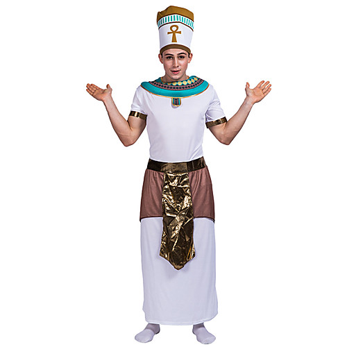 

Egyptian Costume Cosplay Costume Masquerade Adults' Men's Ancient Egypt Halloween Carnival Masquerade Festival / Holiday Polyster White Men's Easy Carnival Costumes Patchwork / Leotard / Onesie / Hat