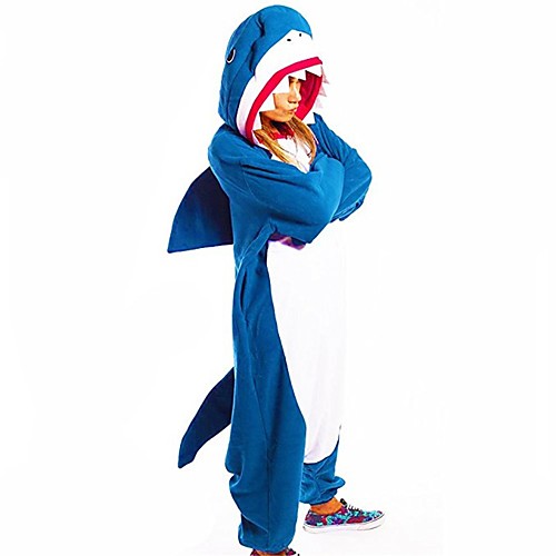 

Shark Cosplay Costume Adults' Men's Outfits Halloween Halloween Masquerade Festival / Holiday Polyster Blue Men's Women's Easy Carnival Costumes Patchwork / Hoodie / Hoodie