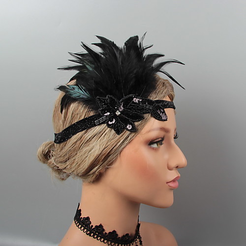 

Vintage 1920s The Great Gatsby Feathers Headbands / Headdress / Headpiece with Rhinestone / Crystal / Feather 1 pc Wedding / Party / Evening Headpiece