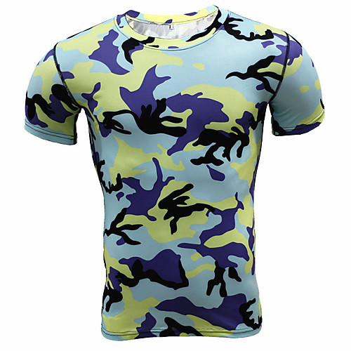 

Men's Hunting T-shirt Outdoor Breathable Quick Dry Outdoor Sweat wicking Fall Spring Summer Camo Top Cotton Camping / Hiking Hunting Fishing Black Army Green Fuchsia