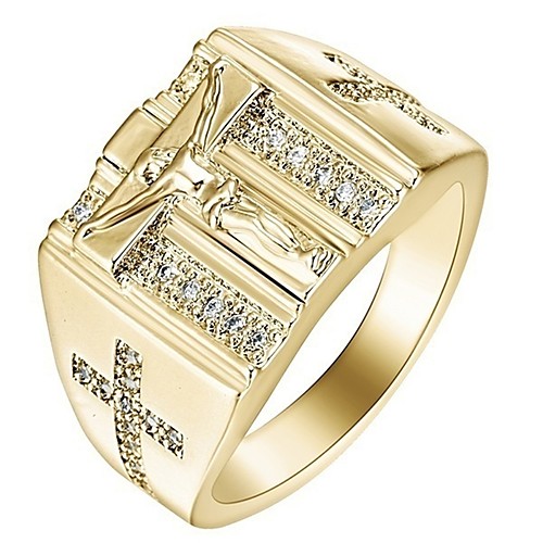 

Ring Cubic Zirconia Cross Gold Silver Stainless steel Alloy 1pc 8 9 10 11 12 / Women's / Men's