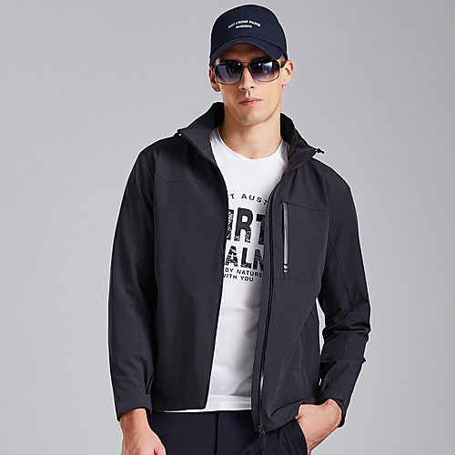

Men's Hiking Skin Jacket Hiking Jacket Hiking Windbreaker Summer Outdoor Sunscreen Breathable Quick Dry Anti-Mosquito Jacket Top Elastane Single Slider Running Hunting Fishing Dark Grey / Black