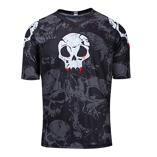 

Men's Short Sleeve Cycling Jersey Downhill Jersey Dirt Bike Jersey Black Skull Bike Jersey Top Mountain Bike MTB Road Bike Cycling Breathable Quick Dry Sports Clothing Apparel / Stretchy