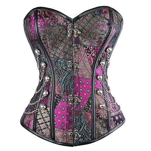 

Women's Drawstring Overbust Corset - Multi Color / Sexy / Punk, Vintage Style / Stylish Rainbow S M L